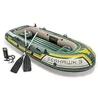 Intex Seahawk 3, 3-Person Inflatable Boat Set with Aluminum Oars and High Output Air Pump (Latest Model), 116 x 54 x 17 inches