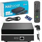 Original Infomir MAG520w3 Wİ-Fİ / 4K UHD IPTV Box / Internet TV / 2160p 60 FPS Lecteur multimédia IPTV Récepteur Set Top Box / Compatible avec HEVC H.256 / Quad Core Arm Cortex-A53 / + Câble HDMI