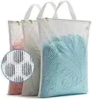 Tenrai Laundry Bag Mesh Wash Bag，Use YKK Zipper，Tote Bag Bathroom Hanging, Bra Fine Mesh Wash Bag for Underwear 3 Bags（3L Cellular Mesh）