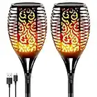 YouOKLight Solar Lights, 99 LED Waterproof Flickering Flames Torches Lights Outdoor Landscape Decoration Lighting Dusk to Dawn Auto On/Off Security Torch Light for Garden Patio Deck Yard Driveway, 2 Pack