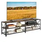 VASAGLE TV Stand for TV up to 70 Inches, TV Bench, Entertainment Center, 3-Tier TV Console, Rustic Brown and Black ULTV095B01