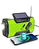 Wind Up Radio, Emergency Radio Solar Crank AM/FM Weather Radio with Portable 2000mAh Power Bank, Bright Flashlight and Reading Lamp for Household Emergency and Outdoor Survival(Green)