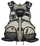 Stohlquist Fisherman Adult Men's Life Jacket - Excellent Cockpit Management, Dual Front-Mounted Pockets, Easy Mounts for Equipment - High Back for Kayak Seating | Small/Medium, Khaki