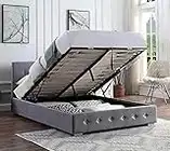 Home Treats Ottoman Storage Bed Grey | Queen Size Small Double Bed Frame With Storage & Gas Lift 4ft | Upholstered in Durable Hopsack Grey Linen Fabric (Small Double - No Mattress, Hopsack Grey)