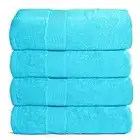Belizzi Home 4 Pack Bath Towel Set 27x54, 100% Ring Spun Cotton, Ultra Soft Highly Absorbent Machine Washable Hotel Spa Quality Bath Towels for Bathroom, 4 Bath Towels - Turquoise Blue