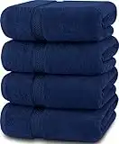 Utopia Towels - Lot de 4 Serviettes de Bain luxueuses - 100% Coton filé à l'anneau, séchage Rapide, très absorbantes, Douces au Toucher, parfaites pour Un Usage Quotidien - Bleu Marine