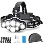 MLIAIMCE Head Torch,Rechargeable Headlamp Super Bright 18000 Lumens 8 Lighting Mode,Lightweight Waterproof Head Torch,Hands-Free Flashlight for Working,Fishing,Camping,Running