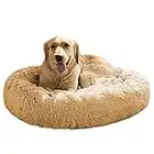 Dog Beds for Large Medium Small Dogs Round Cat Bed, Calming Pet Beds Fur Donut Cuddler Bed