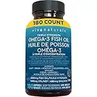 Triple Strength Fish Oil Omega 3 (3 Month Supply) - 2,200 mg of Essential Fatty Acid Combination of EPA & DHA - Wild Caught Fish Oil With No Fish Burps, 180 Softgels