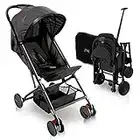 Portable Folding Lightweight Baby Stroller - Smallest Foldable Compact Stroller Airplane Travel, Compact Storage, 5-Point Safety, Easy 1 Hand Fold, Canopy Sun Shade, Storage Bag - Jovial JPC20BK, black