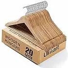 Ulimart Wood Hangers 20 Pack Smooth Finish Wooden Hangers,Durable Clothes Hangers for Coat,Jacket, Pant, Dress,Coat Hangers for Closet (Natural)