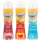 Durex 3 x Lubes Bundle, Cherry 50ml, Tingling 50ml, Strawberry 50ml