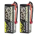 POVWAY 3S Lipo Battery 5200mAh 11.1V 50C RC Battery with Deans T Plug Hardcase Battery for RC Cars, RC Truck,Helicopter, Airplane (2 Pack)