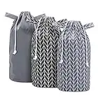 Teamoy Pail Liner for Cloth Diaper(Pack of 3), Reusable Diaper Pail Wet Bag with Drawstring, Fits for Dekor, Ubbi Diaper Pails, Gray +Gray Arrows +Black Arrows