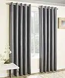 Enhanced Living - Vogue Grey/Silver, Eyelet Curtain, Dimout, Thermal, Blockout Curtain (Width - 46" (117cm) x Drop - 90" (229cm))