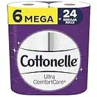 Cottonelle Ultra ComfortCare Toilet Paper, 6 Mega Rolls, Soft Bath Tissue (6 Mega Rolls = 24 Regular Rolls)