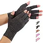 Duerer Arthritis Compression Gloves Women Men for RSI, Carpal Tunnel, Rheumatiod, Tendonitis, Fingerless Gloves for Computer Typing and Dailywork (Black, M)