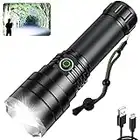 Rechargeable Flashlights, Bright LED Flashlight of Military Grade 10000 Lumens, 4 Modes, Adjustable, IPX5 Waterproof Handheld Flash Light for Camping Emergency