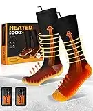 Beheizbare Socken für Damen Herren Heizsocken mit Akku 4000mAh Beheizte Socken Akku USB Aufwärmen bis zu 8 Stunden Heizbare Socken Baumwolle für Ski Angeln Reiten Winter Fußwärmer Geschenk