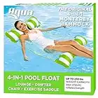 Aqua 4-in-1 Monterey Hammock Inflatable Pool Float, Multi-Purpose Pool Hammock (Saddle, Lounge Chair, Hammock, Drifter) Pool Chair, Portable Water Hammock, Lime Green /White Stripe