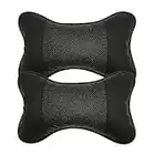 Vast 2 Piezas Almohada Cuello del Coche, Almohada para el Cuello de Cuero PU, Suave Transpirable Almohada Cervical Coche, para el Reposacabezas del Asiento de Coche(Negro)