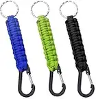 KUYT 3PCS Military Braided Paracord Lanyard,Braided Lanyard Ring Hook Clip,Paracord Keychains With Carabiner For Keys Knife Outdoor Camping Hiking Men Women