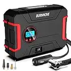 BURNNOVE Compresores de Aire Portátiles Bomba de Aire Eléctrico 12V 120PSI Digital Inflador de Neumáticos con Pantalla LCD y Luz LED, para Motos Bicicletas Coches Globos