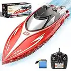 DEERC H120 RC Boat for Kids & Adults, 20+MPH Fast Remote Control Boat for Pool & Lake, 2.4GHz Racing Boat W/Rechargeable Battery, Low-Battery Alarm, Capsize Recovery, Great Gift for Boys Girls