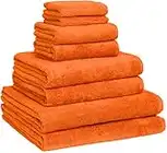 Luxury Extra Large Bath Towel Set - Pack of 8 with 4 Bath Towels (30x60 and 24X48) - Orange