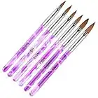 AvoDovA 6PCS Purple Nail Art Brush Set, Nail Art Tips Builder Brush, UV Gel Acrylic Nail Brush Nail Painting Brush Pen, Nail Art Design Painting Liner Pen Set, Acrylic Nail Brush Kit for Home Salon