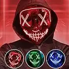 Jsdoin sdoin Halloween Masks, Scary LED Purge Mask, Light up Mask Cosplay, LED Rave Face Mask Costume 3 Lighting Modes, Halloween Face Masks for Men Women Kids (Red)