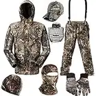 LLAIKEPH Camo Ghillie Suit Clothing Jungle Hunting Jacket and Pant Camping Fishing Tshirt7 Items (2XL)