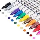 Paint Pens Paint Markers on Almost Anything Never Fade Quick Dry and Permanent, Oil-Based Waterproof Paint Marker Pen Set for Rocks Painting, Wood, Fabric, Plastic, Canvas, Glass, Mugs, DIY Craft