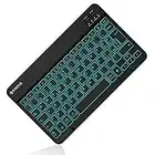 FINTIE Wireless Tastiera Retroilluminata e di 7 Colori [Layout Italiano] - Ricaricabile 10 Pollici Bluetooth Tastiera Compatibile con iPad e Android (Samsung/Lenovo/Huawei) Tablet, Nero