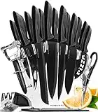 Home Hero Kitchen Knife Set, Steak Knife Set & Kitchen Utility Knives - Ultra-Sharp High Carbon Stainless Steel Knives with Ergonomic Handles (20 Pc Set, Black)