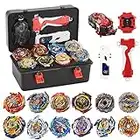 Bey Battle Burst Gyro Blade Toy Set Gift with Portable Box 12 Spinning Tops 2 Two-Way Launcher Metal Fusion Attack Top Battling Game Gift for Boys Children Kids