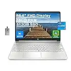 2022 HP 15.6" FHD Laptop Computer, 11th Gen Intel Core i5-1135G7(Beats Intel i7-1065G7), 16GB RAM, 512GB PCIe SSD, Iris X Graphics, HD Webcam, HDMI, Bluetooth, Win11, Silver, 32GB USB Card