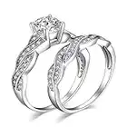 JewelryPalace 1.5ct Zircone Cubique Infini Bague Femme en Argent Sterling 925, Lot de Bague de Fiançailles Femme, Bagues Anniversaire Mariage Promise Alliance Couple Nuptiale Ensembles, Bijoux Femme