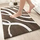 DEXI Tapis de Bain en Microfibre Antidérapant 50 x 80 cm,Tapis Salle de Bain Absorbant et Moelleux,Tapis de Sol Lavable en Machine pour Salle de Bain - Marron