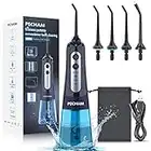 Upgraded Cordless Water Flosser for Teeth, PECHAM Portable Oral Irrigator IPX7 Waterproof 300ML DIY & 3 Modes 4 Jet Tips and Tongue Cleaner Help Deep Clean Oral, USB Rechargeable for Home Travel