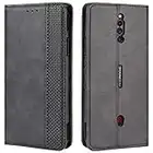 HualuBro ZTE Nubia Red Magic 5G Case, Retro PU Leather Full Body Shockproof Wallet Flip Case Cover with Card Slot Holder and Magnetic Closure for ZTE Nubia Red Magic 5G Phone Case (Black)