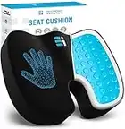 ERGONOMIC INNOVATIONS Gel Enhanced Memory Foam Seat Cushion for Office Chair, Coccyx Lower Back Support Tailbone Pain Relief Cushions, Work Chair Pad Pillow, Sciatica, Butt, Desk Chair Cushion