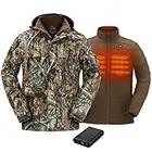 TIDEWE Men’s Heated Jacket 3-in-1 with Hood and Battery Pack, Heated Coat (Camo, Size M)