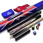 CUESOUL 57 "Handcraft 3/4 Ebenholz Snooker Queue mit Union Jack Flag Design