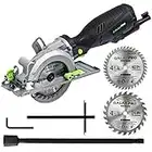 GALAX PRO 5.8 Amp 3500 RPM Circular Saw, Max. Cutting Depth 1-11/16"(90°),1-1/8"(45°）Compact Saw with 4-1/2" 24T and 40T TCT Blades, Vacuum Adapter, Blade Wrench, and Rip Guide