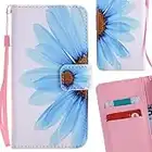 Yiizy Huawei P8 Lite Huawei ALE-L21 Coque Etui, Pétales Bleus Design Flip PU Cuir Cover Couverture Coquille Portefeuille Housse Média Fente pour Carte Protecteur Skin Poche