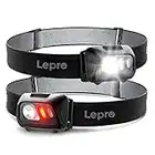 Lepro Linterna frontal LED,1500 lux Luz Frontal Cabeza(2 Pack) Súper Brillante 6 Modos con Luz Roja, Linterna Cabeza Ligero Impermeable IPX4 para Correr, Camping, Excursión, Pesca (Pilas No incluido)