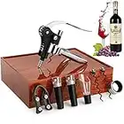 JOLIGAEA Tire-Bouchon Manuel, Ouvre Bouteille de Vin avec Coffret, 8 Pcs Ensemble-Cadeau d'accessoires pour Le Vin avec Coupe-Capsule, Anneaux Anti-Goutte, Bouchon et Verseur Vin