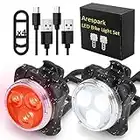 Arespark Bike Lights, LED Bike Lights Front and Back Rechargeable, LE Super Bright Bicycle Lights Front and Back, Lumiere Velo Bike Headlight Taillight Combinations Bike Accessories for Men(4 Modes)