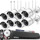 [100ft Super Night Vision & 2-Antenna Signal Enhance] Wireless Security Camera System Outdoor, 8pcs 3.0MP CCTV Camera Security System Wireless, Home Wi-Fi Video Surveillance NVR Kits for Businesses